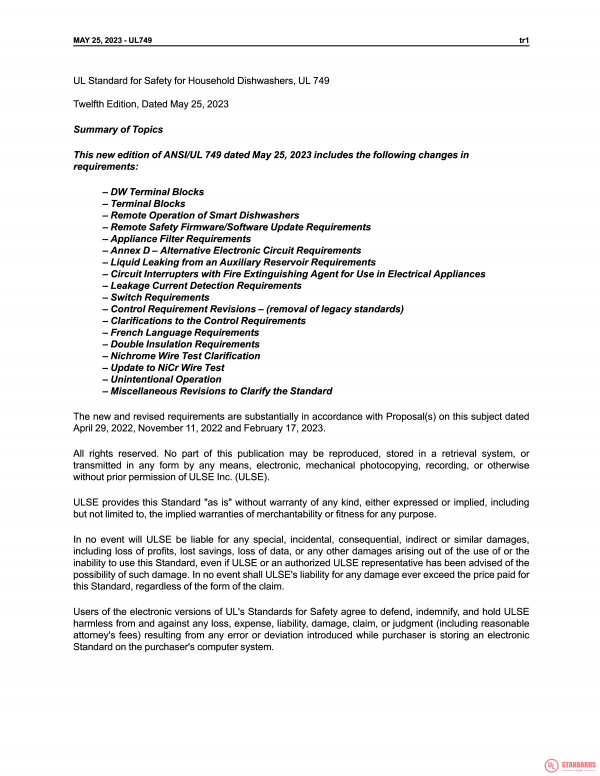UL 749 PDF UL 749 PDF